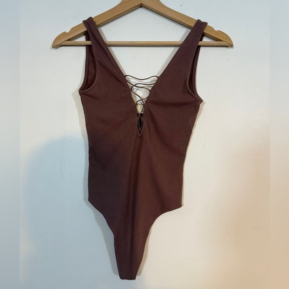 Wilfred Free Brown Lace-Up Bodysuit – Size XS - Picture 2 of 5